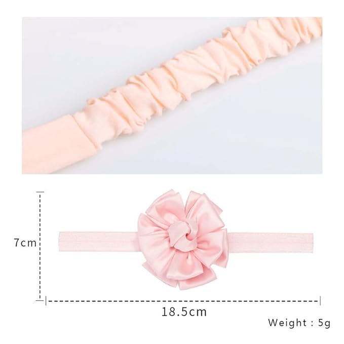 Large Flower Elastic headband for Baby Girl Infant Soft Fabric Chiffon Floral Hairband Toddler Newborn Christening Baptism Hair Accessories (Flower 6 - Red, Elastic)