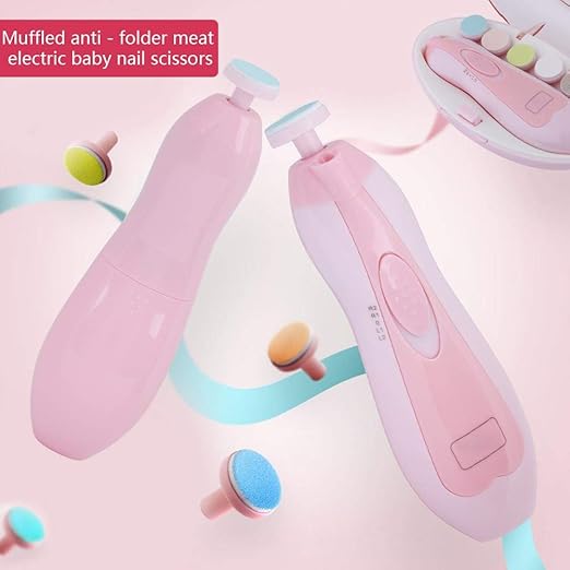 Baby Nail Clippers Electric Baby Nail Trimmer Nail File Kit 6 in 1 Electric Toes and Fingernails Grinding Polish Tool