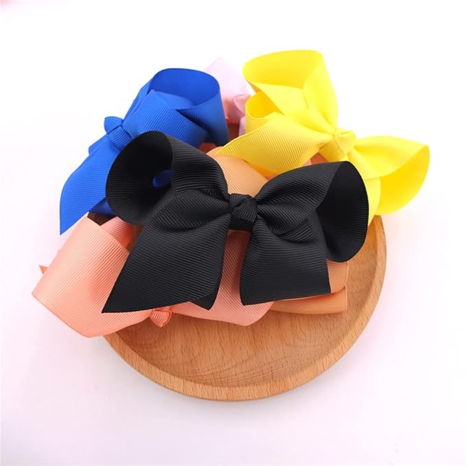 24Colors Boutique Hair Bow Clips for Little Girls - Grosgrain Ribbon Alligator Hair Clip Toddler Baby Girl School Jojo Bow Hair Accessories (24 pcs/4 Inch)