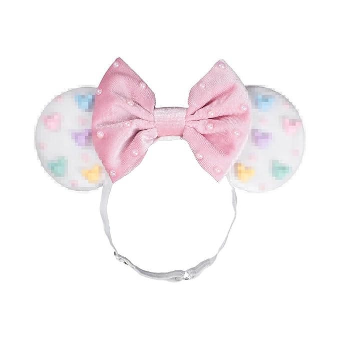 JIAHANG Adjustable Velvet Mouse Ear Hair Bow Headband with Beadings, Fashion Hair Bands for Newborn Toddlers, Kids