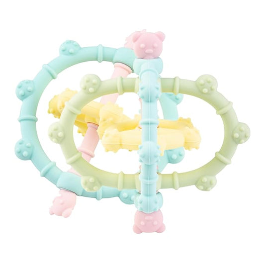 Food Grade Silicone Baby Teething Toys, 3-6 Months Easy-Hold Handle Infant Balls, 2 Pack Detachable Assembly of Baby Chews Toys, BPA Free,for Infant Boys Teethers
