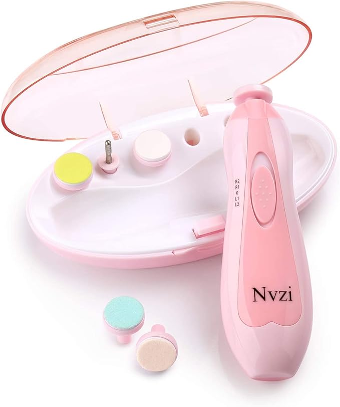 Baby Nail Trimmer Electric, Electric Nail File Baby Nail Clippers with Light, Toe Nail Sander for Thick Nails, Infant Nail Clippers for Newborn Or Toddler Toes and Fingernails(Pink)