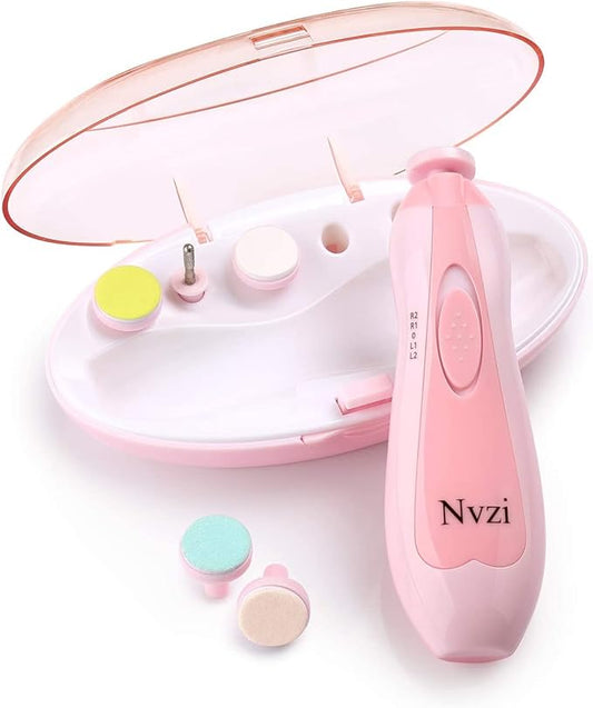 Baby Nail Trimmer Electric, Electric Nail File Baby Nail Clippers with Light, Toe Nail Sander for Thick Nails, Infant Nail Clippers for Newborn Or Toddler Toes and Fingernails(Pink)