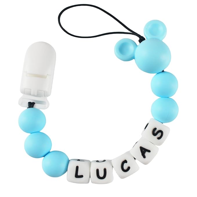 Personalized Pacifier Clip with Name, Customized Pacifier Clip with Name for Baby, Pacifier Holder with Cute Mouse Head