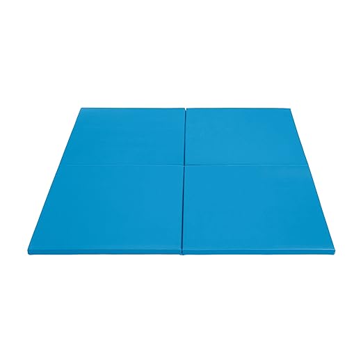 ECR4Kids SoftZone Play Patch Activity Mat Squares, Modular Playmat, French Blue, 4-Pack