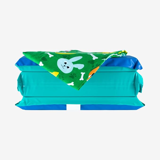 KinderMat 2" Jr. Daydreamer 2" x 19" x 44", 2 inches Thick, 4-Section Rest Mat, Blue/Teal, Great for School, Daycare, Travel, and Home, 100% Made in USA