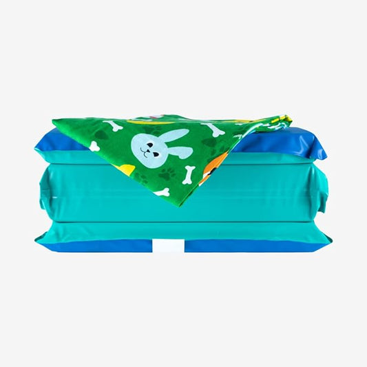 KinderMat 2" Jr. Daydreamer 2" x 19" x 44", 2 inches Thick, 4-Section Rest Mat, Blue/Teal, Great for School, Daycare, Travel, and Home, 100% Made in USA