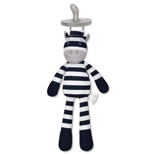 Organic Farm Buddies by Apple Park Pacifier Buddy | Non-Toxic, Hypoallergenic, 100% Organic Cotton for 0m+ | Pacifier Holder for Newborns and Infants (Ziggy Zebra)