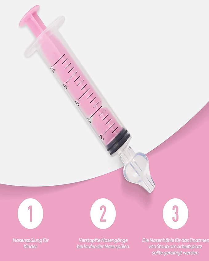 Nasal Irrigator for Baby,10ml Baby Nasal Syringe Irrigator Portable Infant Noses Cleaner Nasal Irrigation Nose Aspirator for Babys Nasal Wash Nasals Cleaner Babys Nose Rinse 2pcs (Pink)