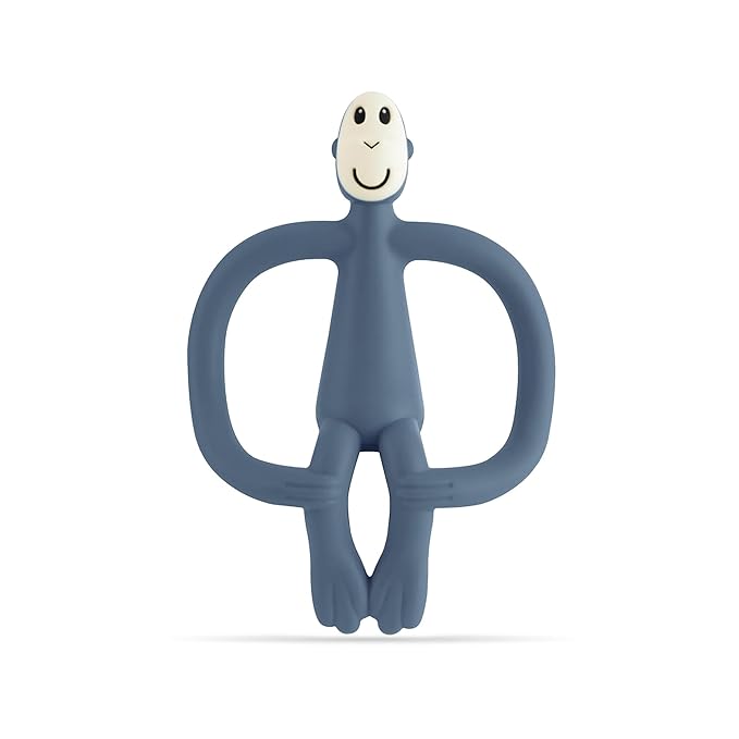 Matchstick Monkey Original Teether & Gel Applicator – Silicone Baby Teether, Easy-to-Grip, BPA-Free, Supports Self-Soothing & Early Brushing, 3 Months+, 4 Inches, Airforce Blue