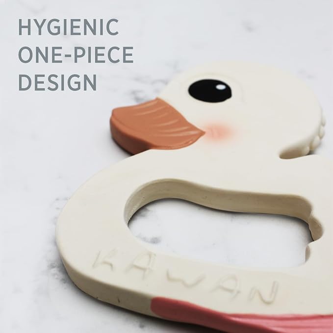 HEVEA Natural Rubber Baby Teether - for Soothing Sore and Itchy Gums, Baby Teething Toy - Bpa, Silicone Free - 4+ Months, Single Pack (Duck)