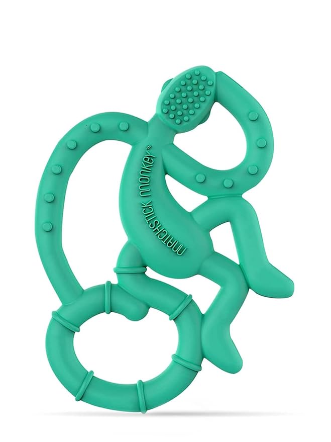 Matchstick Monkey Silicone Mini Teether & Gel Applicator – Silicone Baby Teether, Easy-to-Grip, BPA-Free, Supports Self-Soothing & Early Brushing, 3 Months+, 4 Inches, Green