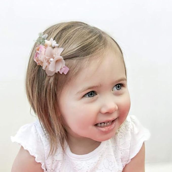 Flower Hair Clip for Baby Girl, Lightweight Hair Bow with Boutique Fully Lined Alligator Clip for Toddler Teens Gifts