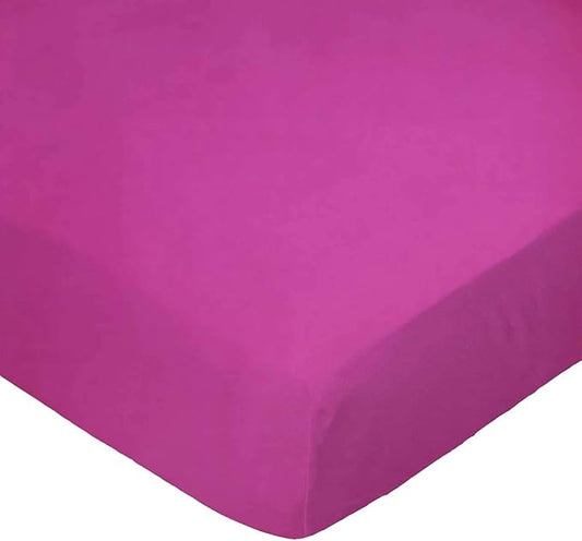 SheetWorld Baby Fitted Playard Sheet 24 x 42 inches, 100% Cotton Woven Sheet, Unisex Boy Girl, Hot Pink Woven Made in USA, Compatible with Travel Crib