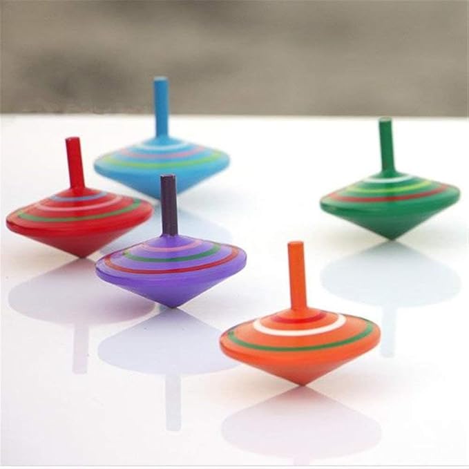 GoodPlay Gyroscope, 3 Pcs/Set Handmade Painted Wood Spinning Tops, Educational Kindergarten Toys