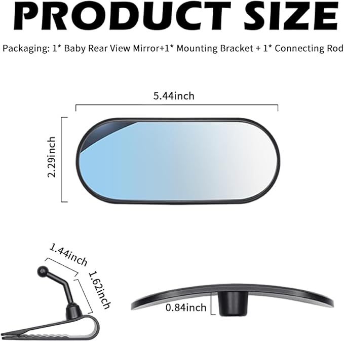 HD Car Mirror for Baby,360° Adjustable Rear View Mirrors Provides a Wide Field of Vision & Observation of the Rear Seat,Clip-on Convex Mirrors Baby Mirror for Car (Clip Style)
