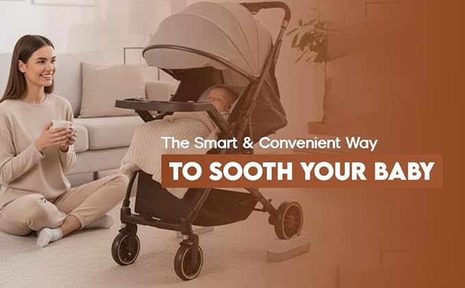 Smart Stroller Rocker for Baby – Automatic Parent-Like Rocking with Remote Control, 30/60/90 Min Timer, Type-C Rechargeable Battery (5 Hours), Fits Single-Wheeled Strollers
