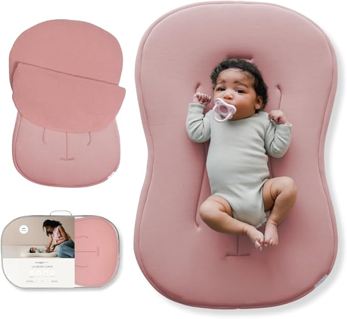 Snuggle Me® Baby Lounger Curve (0-6 Months) - Premium Organic Cotton with Foam Core, Machine-Washable Cover, Buttery-Soft & Breathable CSPC Compliant Infant Lounger Baby Nest with Travel Bag - Gumdrop