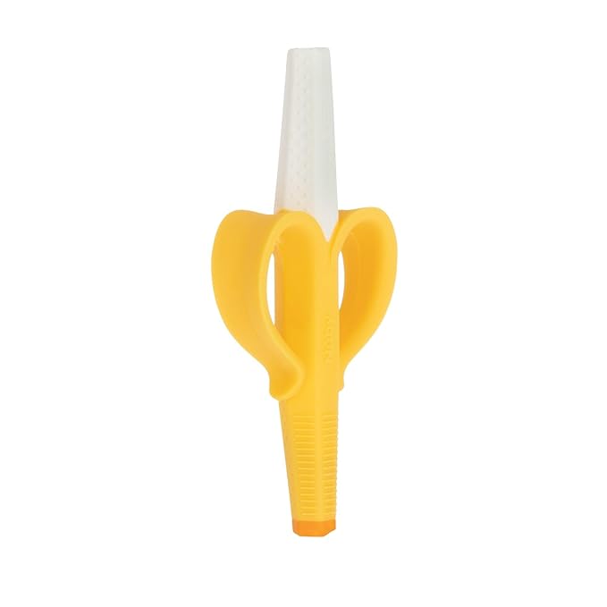 Nuby Banana Hollow Tube Silicone Teething Toy - Gum Massaging Baby Teething Relief Toy for 3+ Months - Easter Basket Stuffer