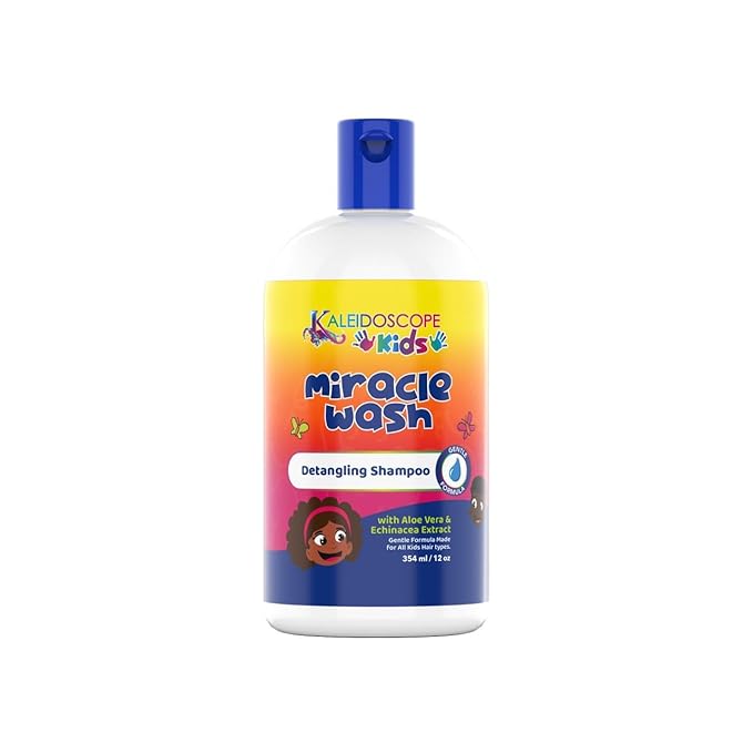 Kaleidoscope Kids Shampoo for Curly Hair with Aloe Vera and Echinacea Extract - Detangling Shampoo for Kids Tangle Free Clean Hair and Scalp - 12 oz