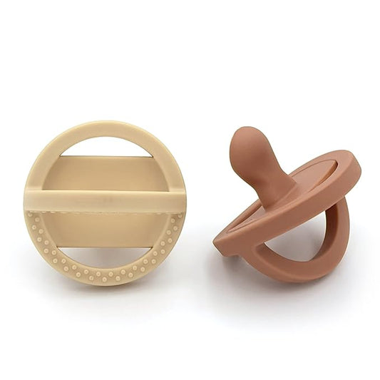 Doodle & Co. London Classic Pacifier for New Born Babies | BPA Free Angled Shape 100% Silicone for Infants with & Without Teeth | Helps Promote Healthy Oral Development | 0+ Months | Shore/Earth