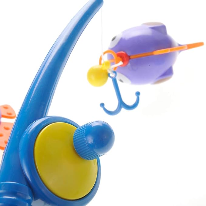 Realistic Hook and Reel Fishing Toy for Bathtub | Baby Bath Toy Set | Pool Playset With a Rod, 3 Fishes & a Ducky for Kids Ages 3+