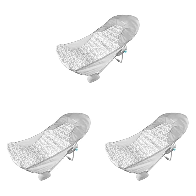 Ingenuity Foldaway 2-Position Baby Bath Seat,Adjustable Support for Sink or Bathtub,Ages 0-6 Months up to 20 Pounds,Machine-Washable Sling,(Pack of 3)