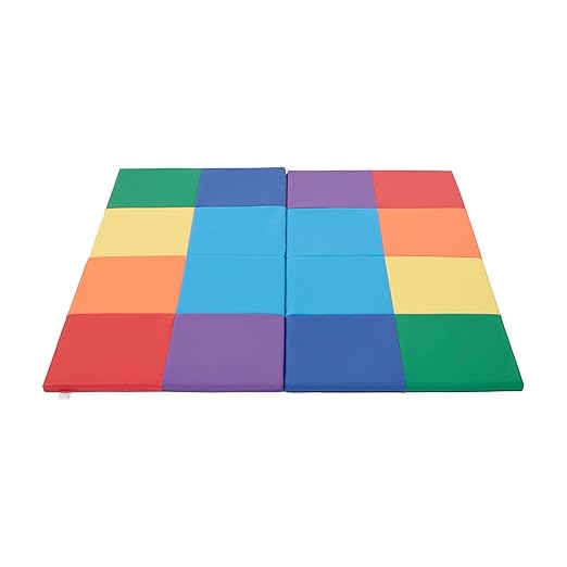 SoftZone Activity Play Mat, Colorful Tummy Time Folding Foam Mat, Assorted Square