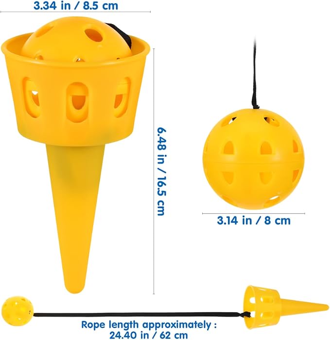 Scoop Ball Toss and Catch Game for Kids, Outdoor Activities Ball and Device Launcher Toy Set, Hand Eye Coordination Exercise Backyard Yard Games, Blue Yellow Vibrant Colors for Boys Girls (6 Sets)