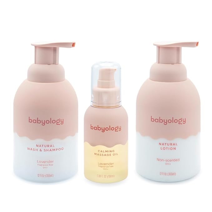 Babyology BUNDLE - 100% Edible Ingredients - Baby Wash & Shampoo + Lotion + Oil - Perfect Baby Daily Routine