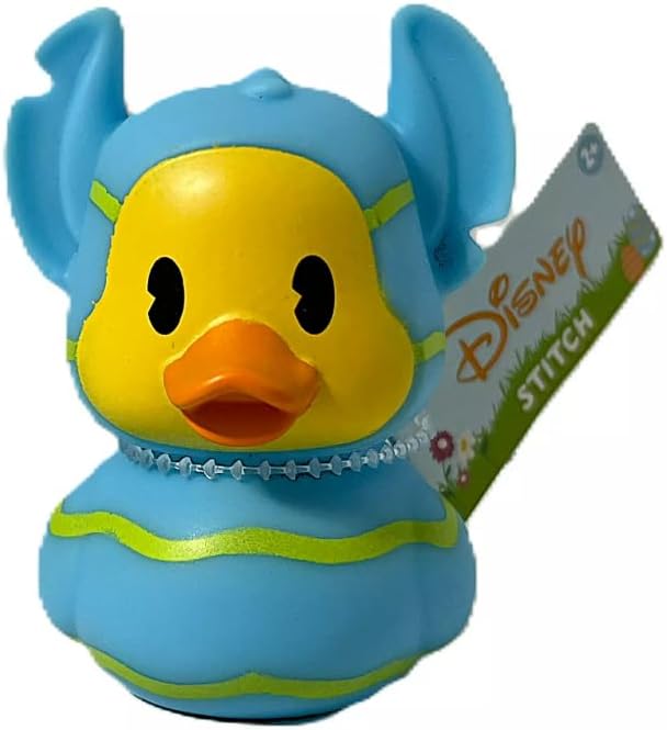Just Play, Blue Easter Stitch Rubber Duck Bath Toy, 3 Inches