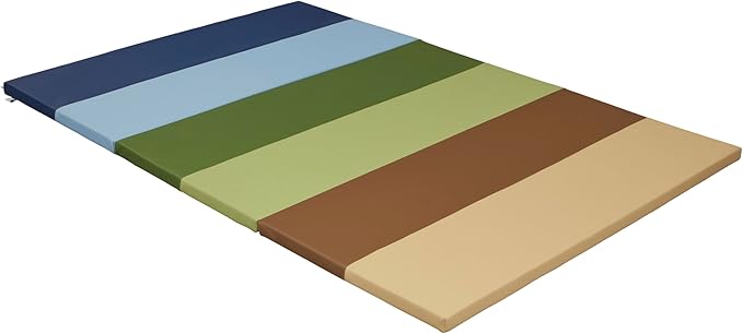 ECR4Kids SoftZone 6-Section Rainbow Runway Activity Mat, Folding Playmat, Earthtone
