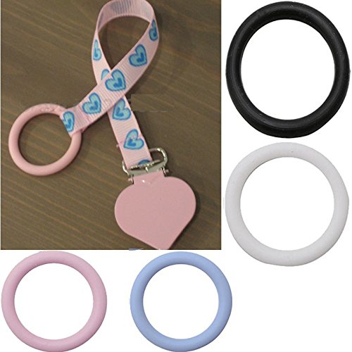 20pcs Baby Pacifier Safy Silicone O-Rings Dummy Pacifier Chain for Infnat Clips Adapter Holder for Baby Show or Birthday Gift(Transparent)