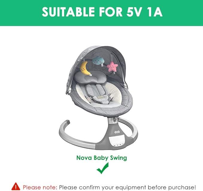 Mrgru 5V Replament Charger Power Cord for Baby Swing Compatible with Nova Baby Swing for Infants Motorized Portable Swing Power Adapter