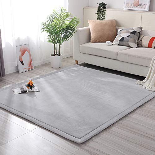 Loartee Nursery Rug Coral Velvet Crawling Rugs Mat Area Rugs Play Crawling Mat(6'7"x9'10", Gray) for Toddler Children Play Mat Yoga Mat Exercise Pads Carpet