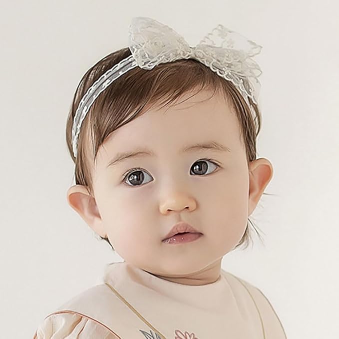 Lace Flower Bow-knot Baby Girls Headband Birthday Infant Wrap Elastic Baby Turban Hairband for Newborn Infant Toddler Kids (Style 9)
