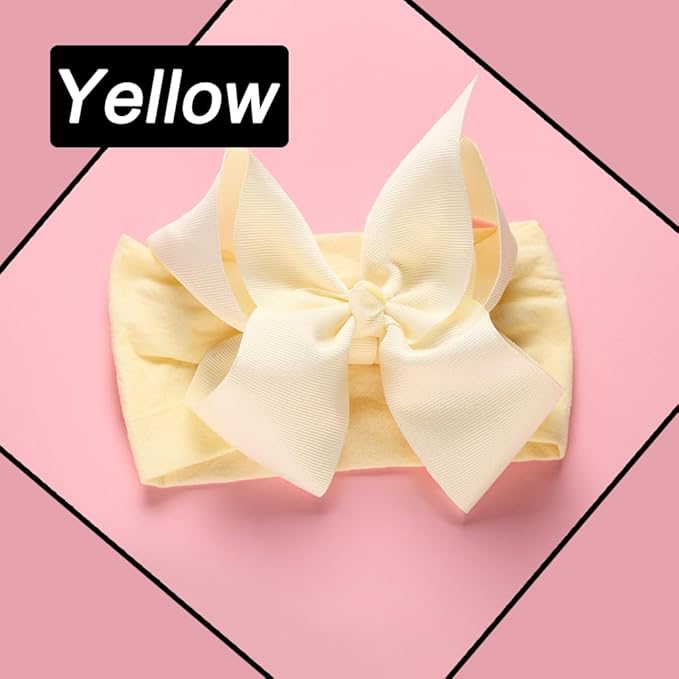 3 Pcs Baby Girls Headband Bows, Soft Nylon Hairbands Cute Big Bow Super Elastic Headband For Baby Girls Newborn Infant Toddlers (Beige Pink White, Large)