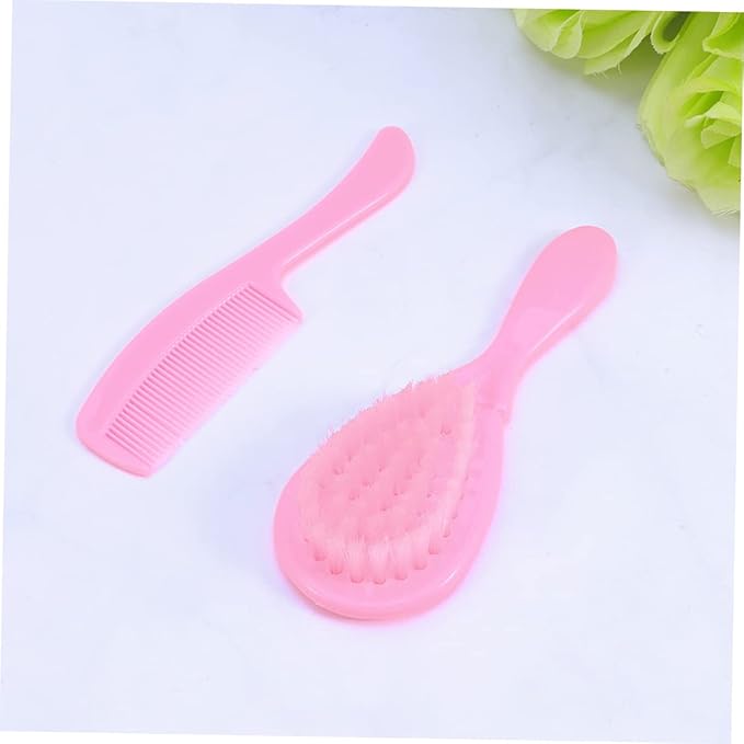 SHOWERORO Brush and Comb for Newborns and Toddlers Soft Bristles for Gentle Scalp Massage Safe and Comfortable Hair Care Pink for Registry