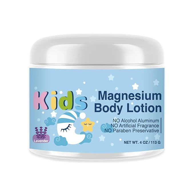 Kids Magnesium Body Lotion with Lavender, Natural Sleep Aid, Magnesium Cream Skin Care, 4 oz