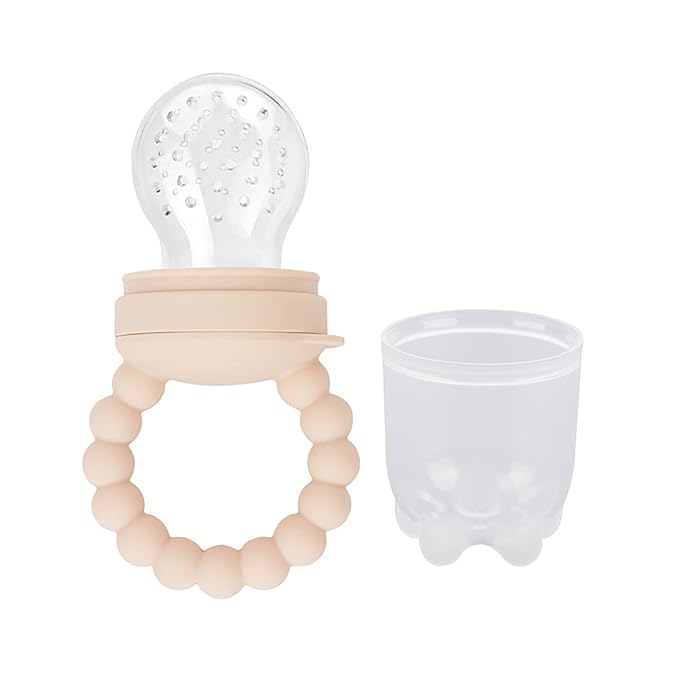 Fruit Food Feeder Pacifier Fruit Pacifier Feeder Baby Teether Toy Silicone Fruit Feeder Baby Fruit Feeder Pacifiers (Khaki)