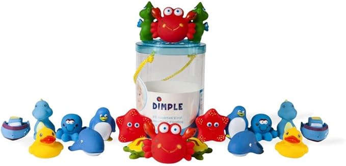 Dimple Set of 20 Floating Bath Toys, Sea Animals Squirter Toys for Boys & Girls, Assorted Sea Animals Friends, Squeeze to Spray! Tons of Fun, Great for Kids & Toddlers
