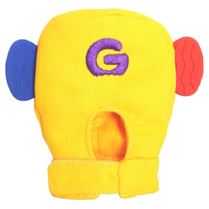 Gummee Teething Glove - Teething Mitten for Babies with Detachable Teething Ring & Side Teethers for Babies 3-6 Months (up to 9 Months), 100% Cotton Baby Teething Glove, Yellow Teething Glove