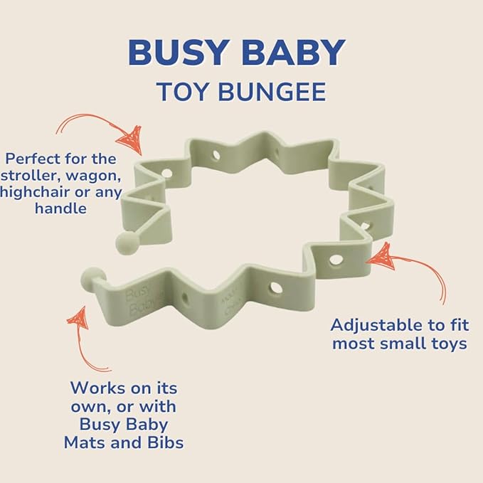 Busy Baby Toy Bungee - Dishwasher Safe Toy Strap - 100% Food-Grade Silicone (Tan)