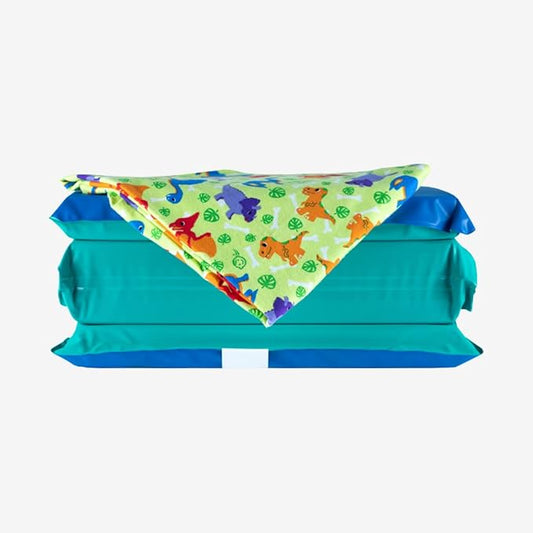 KinderMat 2" Jr. Daydreamer 2" x 19" x 44", 2 inches Thick, 4-Section Rest Mat, Blue/Teal, Great for School, Daycare, Travel, and Home, 100% Made in USA