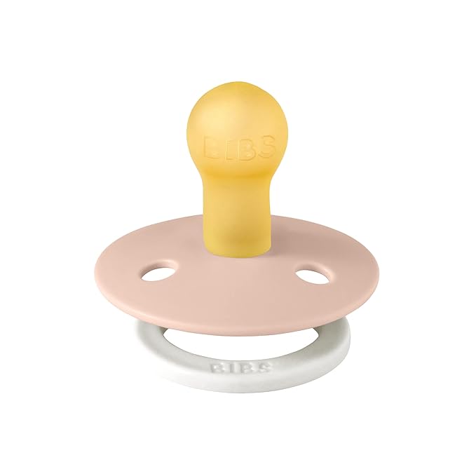 BIBS Pacifiers | Natural Rubber Baby Pacifier | Set of 2 BPA-Free Soothers | Made in Denmark | Blush Glow | Size 0-6 Months