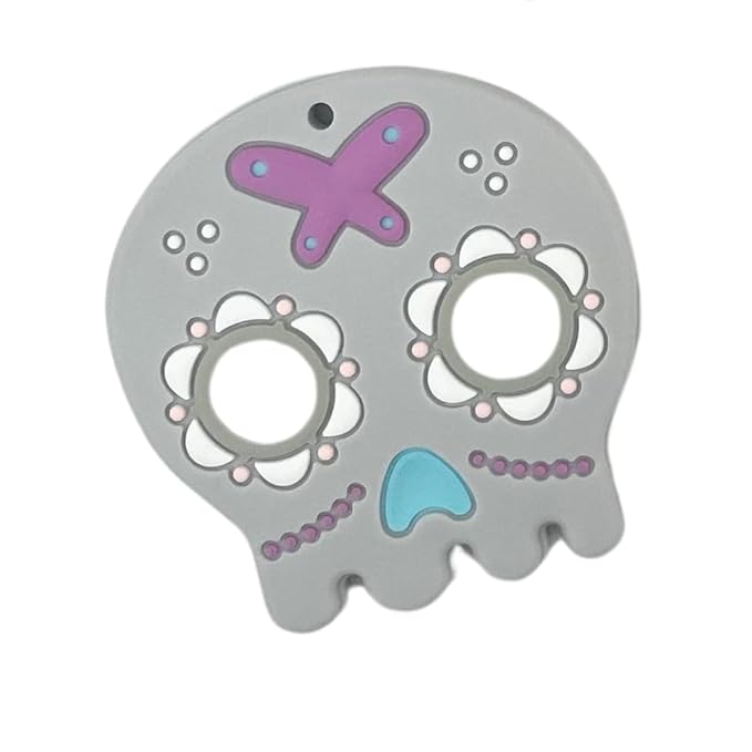 Halloween Baby Toy, Soft Silicone Food-Grade Teethers for Baby, BPA Free and Food Grade - Skull, Pumpkin, Ghost, Black Cat, Teether Toy Gift (Skull)