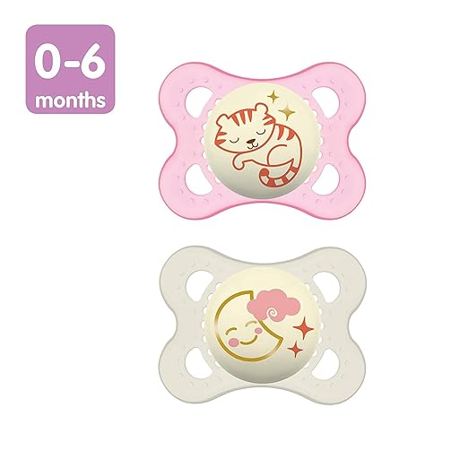 MAM Original Night Pacifiers 0-6 Months, Best for Breastfed Babies, Glow in The Dark, Unisex, Value Pack, 6 Count