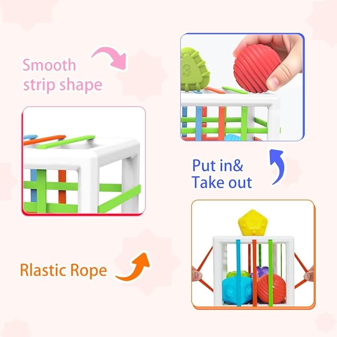 EasierLTtoys Suitable for 1-Year-Old Babies, 6-piece Multi-Sensory Shape Toys, Early Childhood Development Learning Birthday Gift, 12-Month Baby Toys