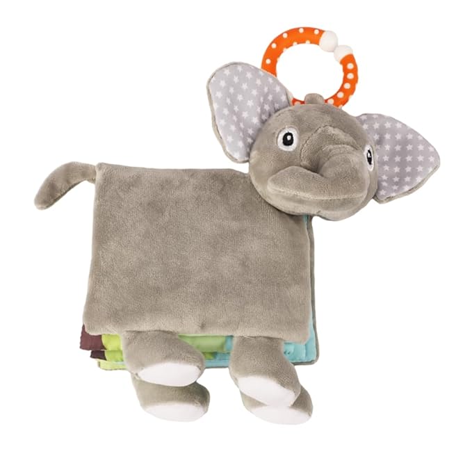 Elephant Baby Books Toys, 0-6-12 Months, Loveys, Crinkle Books for Babies, Easter Baby Gifts Shower, Infant Toys, 1-2 Year Old, Soft Cloth Book, for Baby Girls Boys- Medium
