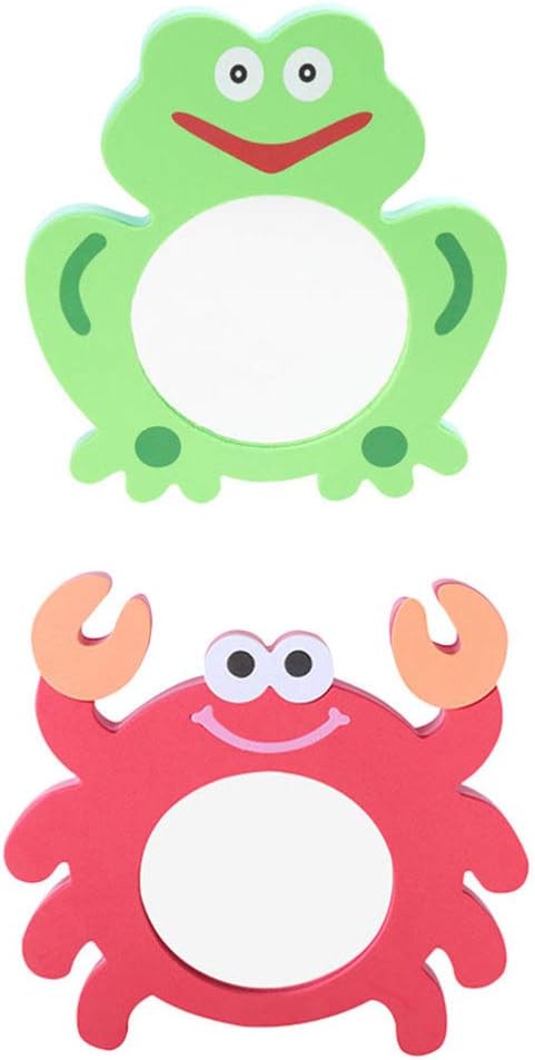 TOYANDONA EVA Bathing Toy Shower Toys for Toddlers 1-3 2pcs Mirror Bath Toys, Baby Mirror Frog Crab Bath for Toddlers Kids Bathtub Bathtime Baby Water